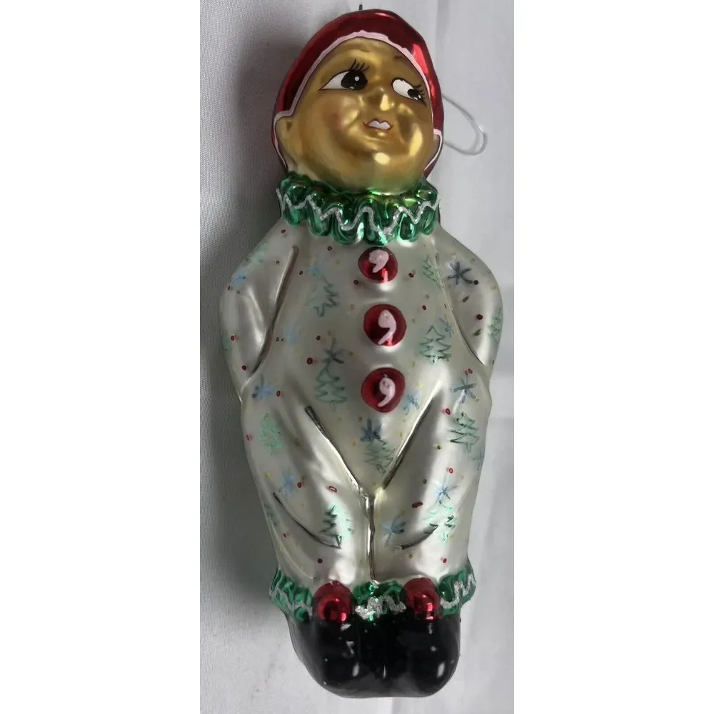 Vintage Radko Sweethearts Green Clown Christmas Ornament Creepy Eyes Rare‎